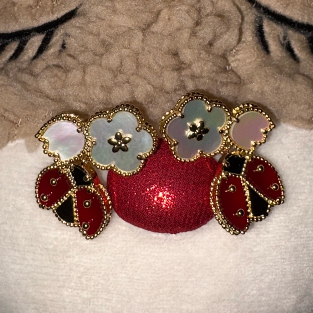 Fashion Lux Floral and Ladybug Earrings